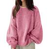 Women's Fashion Casual Loose Pullover Solid Color Round Neck Long Sleeve Knit Sweater