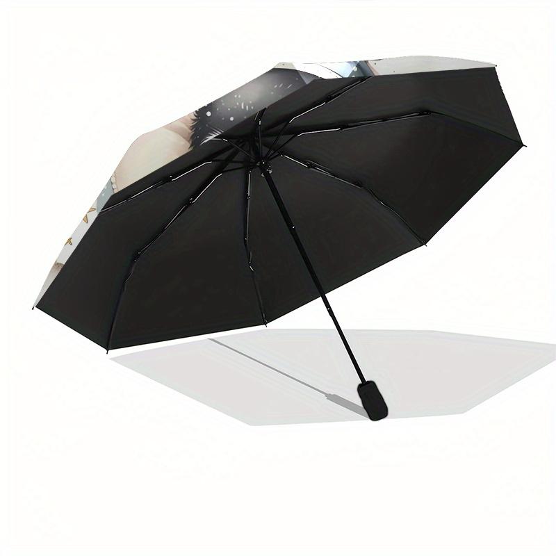 Penguin, Cloud Automatic folding umbrella simple eight rib design, bright color pattern, durable iron frame, ideal for travel and outdoor,