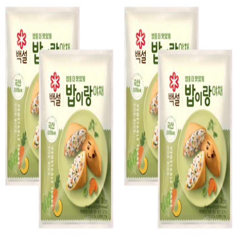 BaekSeol(CJ-Sub) Vegetables Seasoning/Condiment for Steamed Rice, 27g(9g*3) * 2