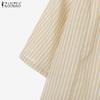 ZANZEA Women 3/4 Sleeve Blouse and Pants Casual Stripe Print Two Piece Sets