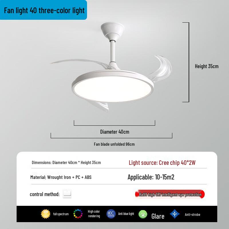 UOSU Ultra-thin Modern LED Ceiling Fan with Dimmable Light