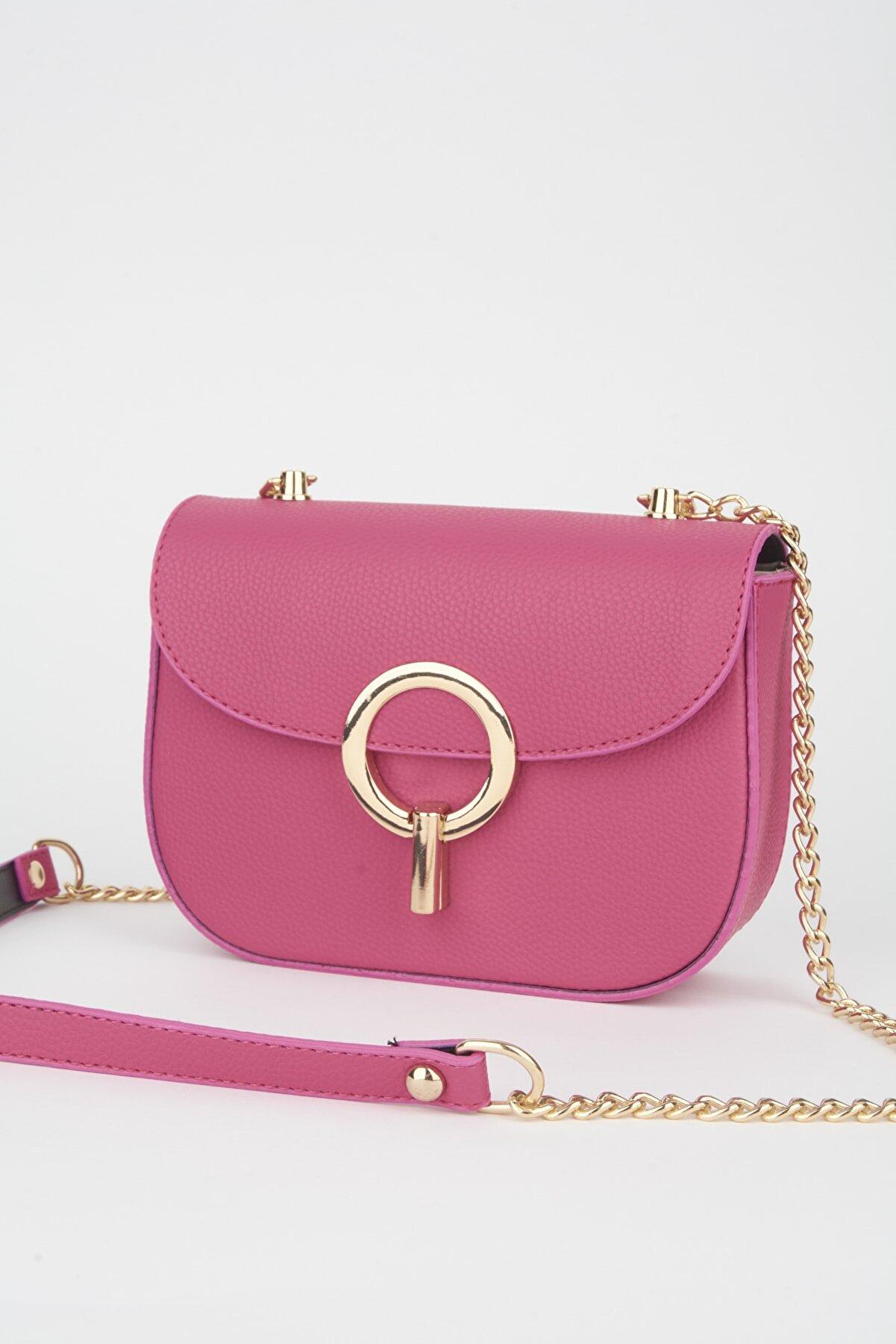 

Crocos Fuchsia Flip Lock Closure Anti-tarnish Chain Accessory Cross Shoulder Bag