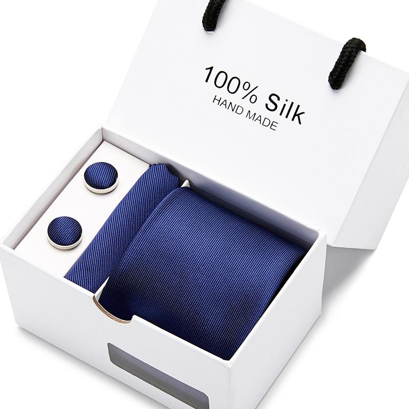 Men'S Tie Gift Box 5-Piece Set Tie Pocket Towel Scarf Cuff