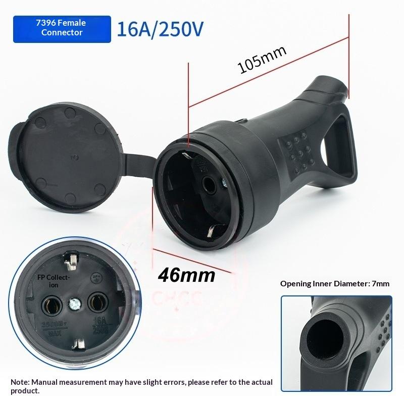1Pcs Electrial Grounded European Connector With Cover Eu Rubber Waterproof Socket Plug Ip54 For Diy Power Cable Cord 16A 250V