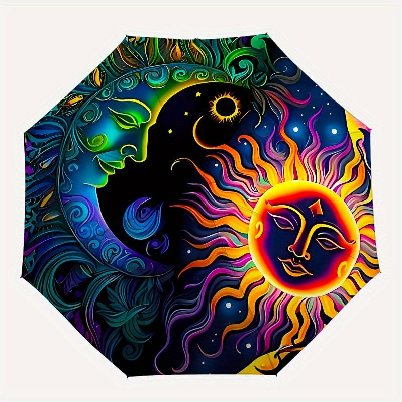 Colorful Yin Yang Sun Moon Face Art Print Poster Umbrella, Christmas Gift Y373