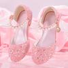 Sapatos de Salto Alto Estilo Princesa para Meninas Com Decoração de Pingente de Estrela Brilhante, Adequados Para Vestido e Festa de Aniversário