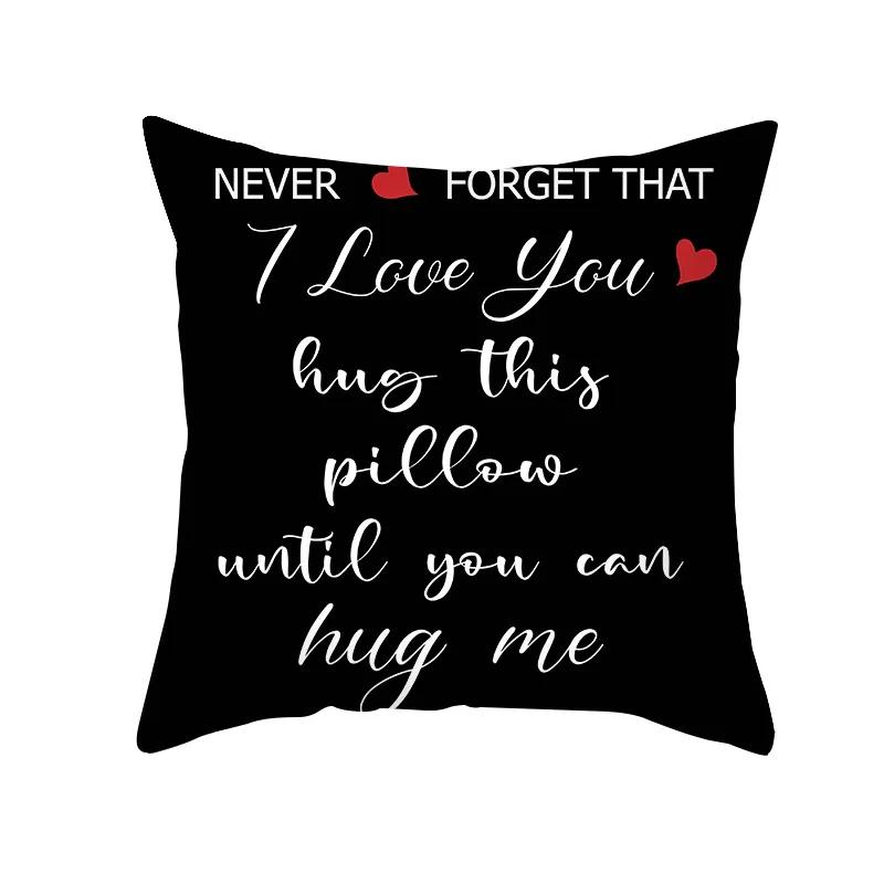 Valentine's Day Wedding Couple Gift Decorative Cushion Cover 45x45cm Throw Pillowcase Letters Heart Love Printed Pillow Covers