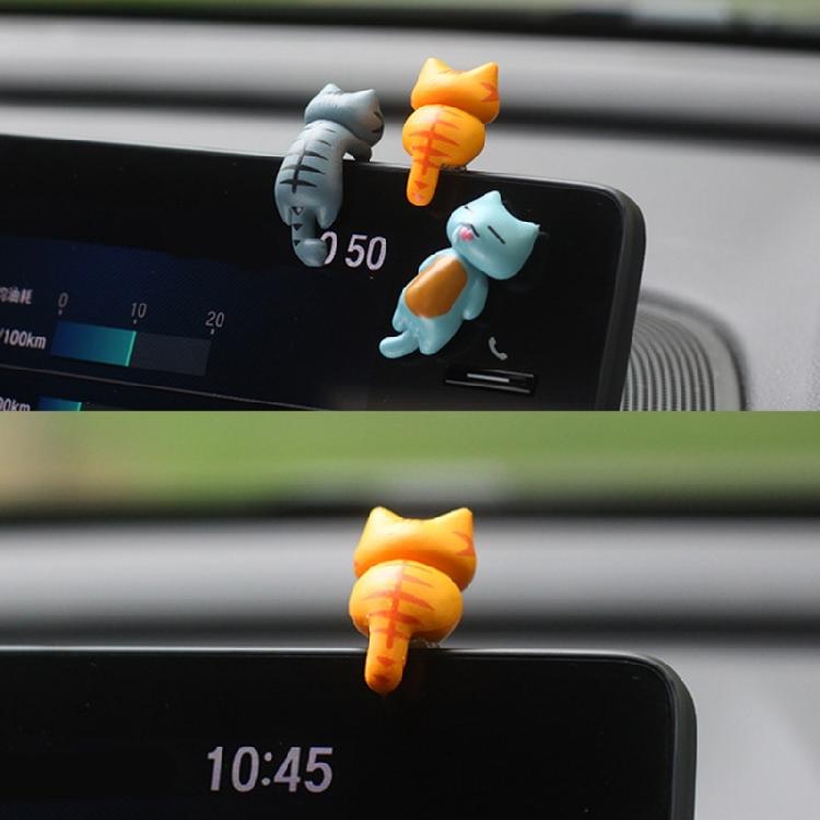 6Pcs Car Dashboard Decoration Cute Kitten Ornament Car Interior Center Console Self Adhesive Mini Kitten Ornament