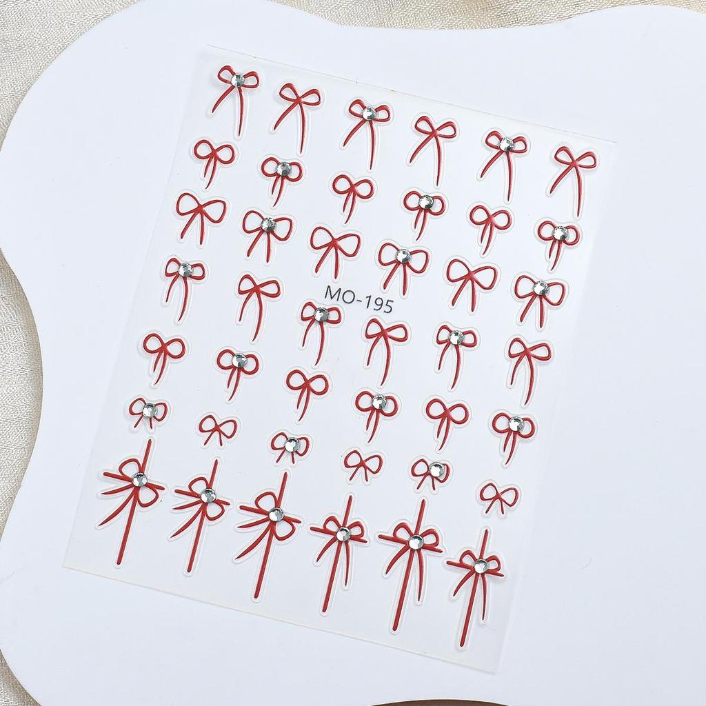 3D Crystal Bow Nail Stickers: Cute Black & White Self-Adhesive Embossed Decals