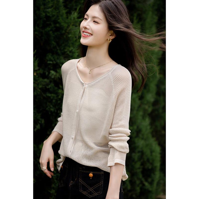 

Mokana Women s Laid-back Casual Sheer Long Sleeve Knit Cardigan One Size