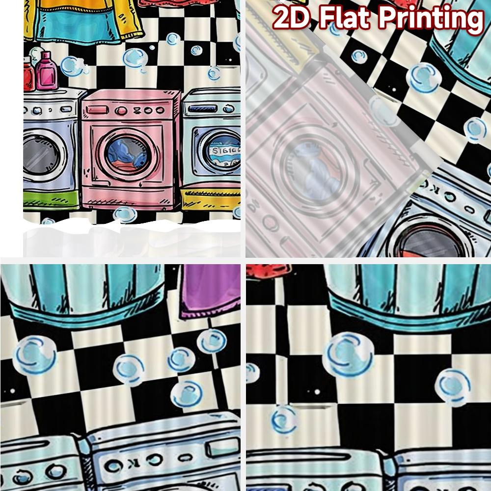 2D FLAT PRINTING 2pcs Curtains (Without Rod) Laundry Day Fun Modern Modern Curtains Versatile Fabric Curtains Room Decor Ldeal