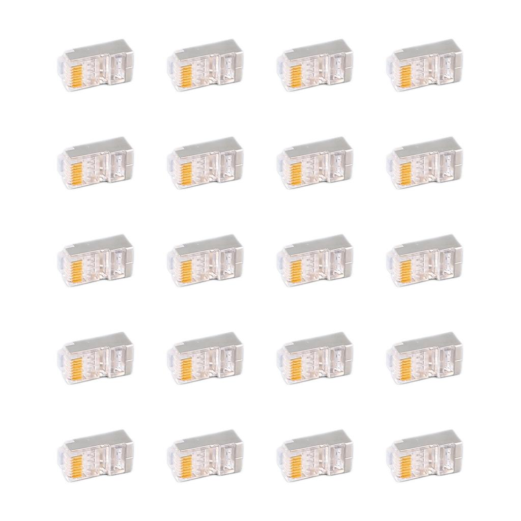 100Pcs CAT6 RJ45 Metal Shielded Connector Safe Reliable Net Shielded RJ45 End Connector Kit