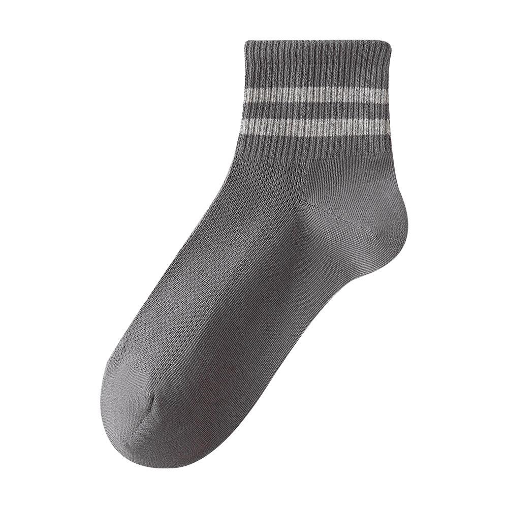 5 Pairs of Men's Summer Breathable Thin Striped Sports Wicking Sweat Pure Cotton Boneless Short Socks