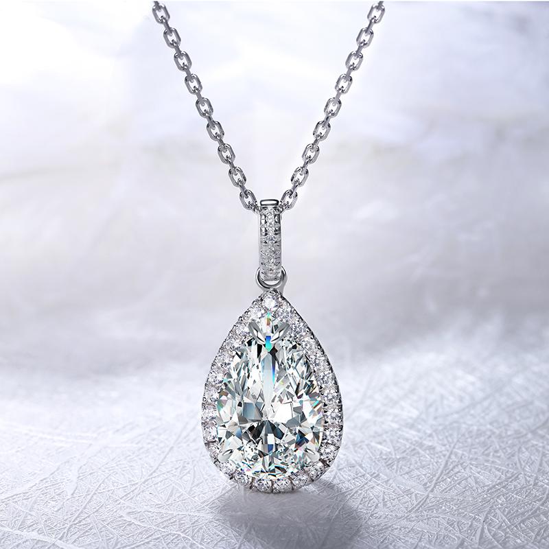 Dainty Water Drop Shape Teardrop Pendant Necklace for Women 925 Sterling Silver for Wedding or Anniversary