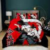 Japanese Style Bedding Set Traditional Kimono Motifs Comforter Cover Queen Size,Tokyo Duvet Cover Geisha Japan Asian Quilt Cover
