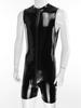 Men's Wet Look Patent Leather Bodysuit Long Sleeve Zipper Jumpsuit Catsuit Clubwear