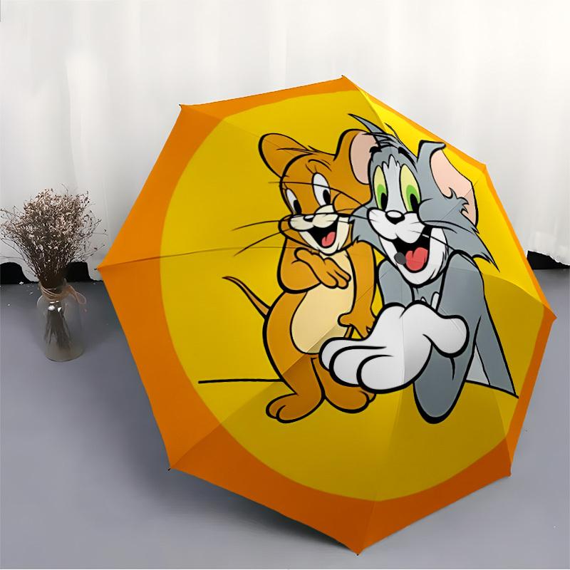 1pc Tom, Jerry Automatic Open/Close Umbrella, Christmas Gift for Men Women, Daily Travel Outdoor Use Yy251101214