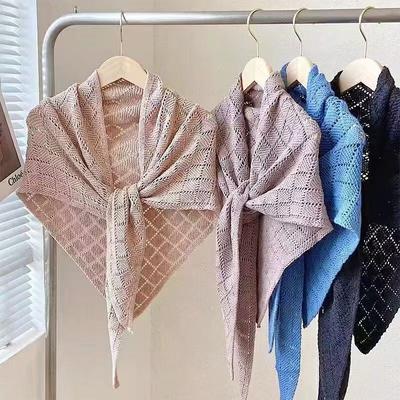 Ladies' Cross Hollow Diamond Knitted Shawl Spring&Summer Triangle Jacket Fashionable Air-Conditioned Room Warm&Wide Shoulder