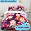 Custom Name 3PCS Neon Kpop BP Bedding Set, Including 1pc Duvet Cover And 2pcs Pillowcases, Suitable for Dorms and Bedrooms Gift