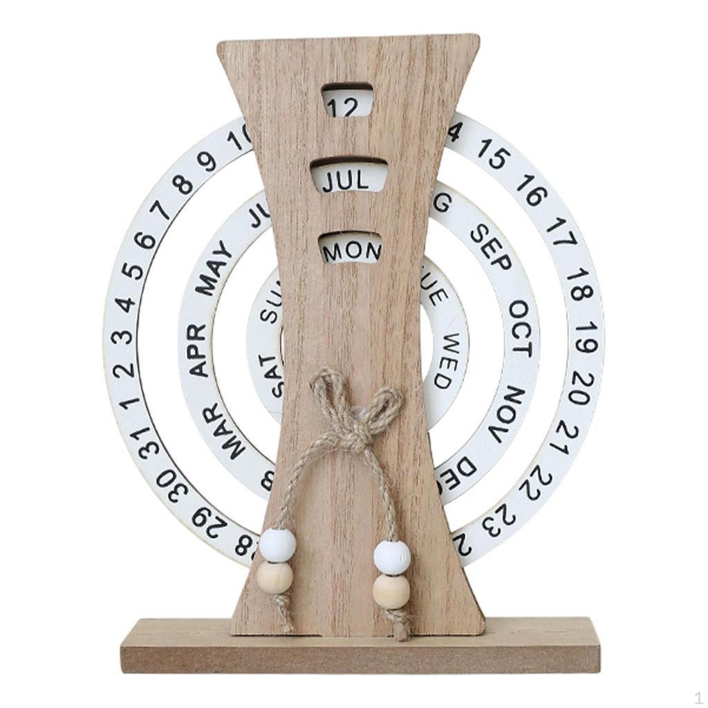 Desk Calendar Accessories Collection Indoor Gift Decorative Desktop Multifunctional Rotatable Wood
