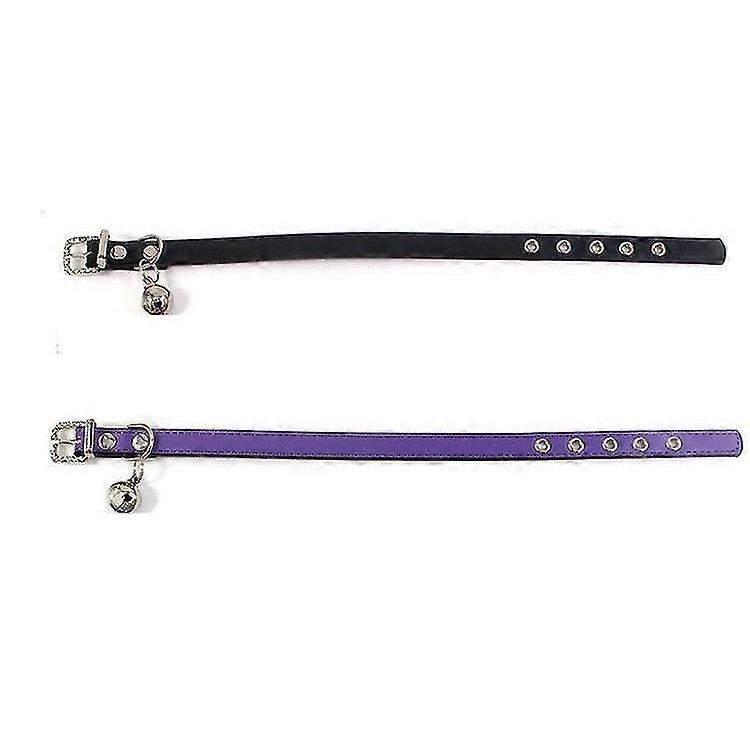 2pcs Pet Collar Color Blocking Dress-up Adjustable Stylish Pet Faux Leather Collar