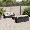 VidaXL Garden Lounge Set 7 Pcs with Cushions Black Wicker 3224012