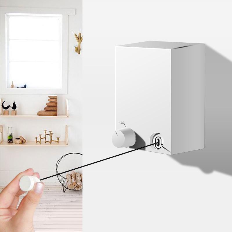 Invisible No-Drill Retractable Steel Clothesline for Indoor & Outdoor Use Upgraded Black No-Drill Clothesline