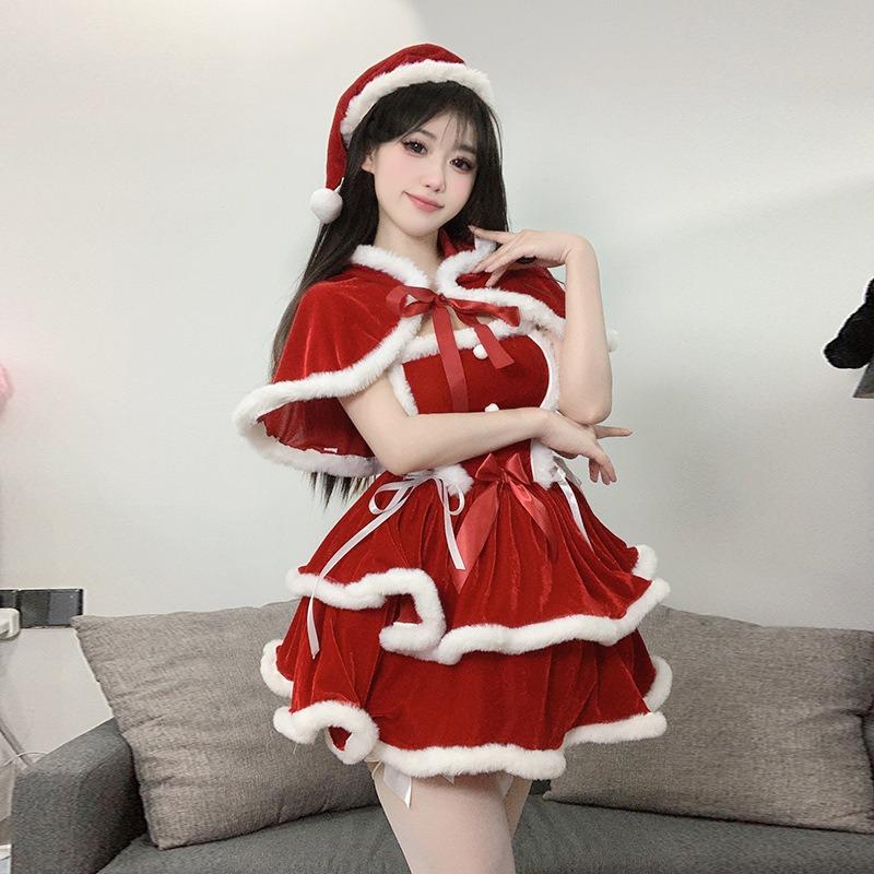 Sex-Dessous sexy Weihnachts-Kostüm rotes Schlauchtop-Kleid Bunny Showgirl