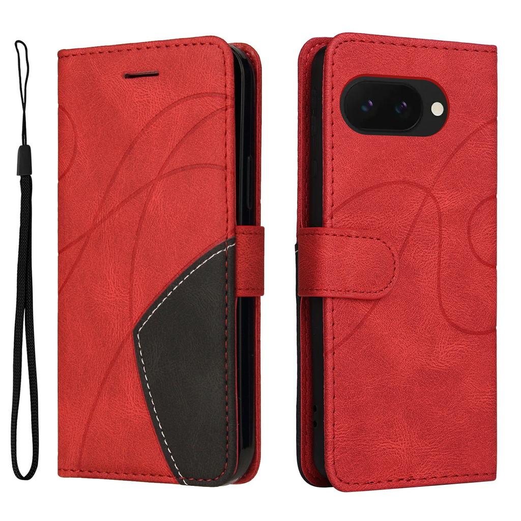 For Google Pixel 9a Leather Case Wallet Stand Color Splicing Phone Cover
