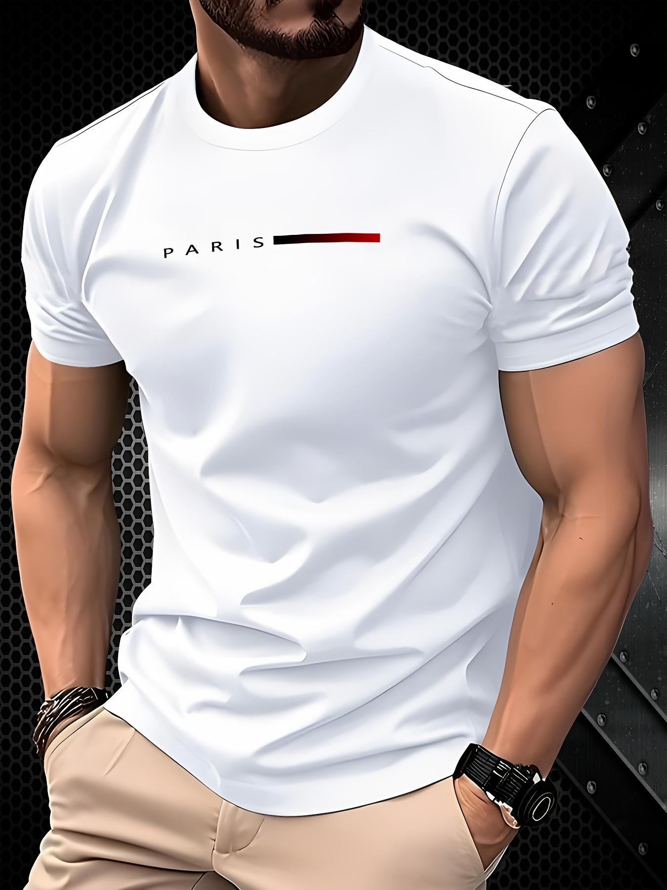 Men s Paris Graphic T-Shirt - Stylish White Crew Neck Shor XXXL дубильная кора