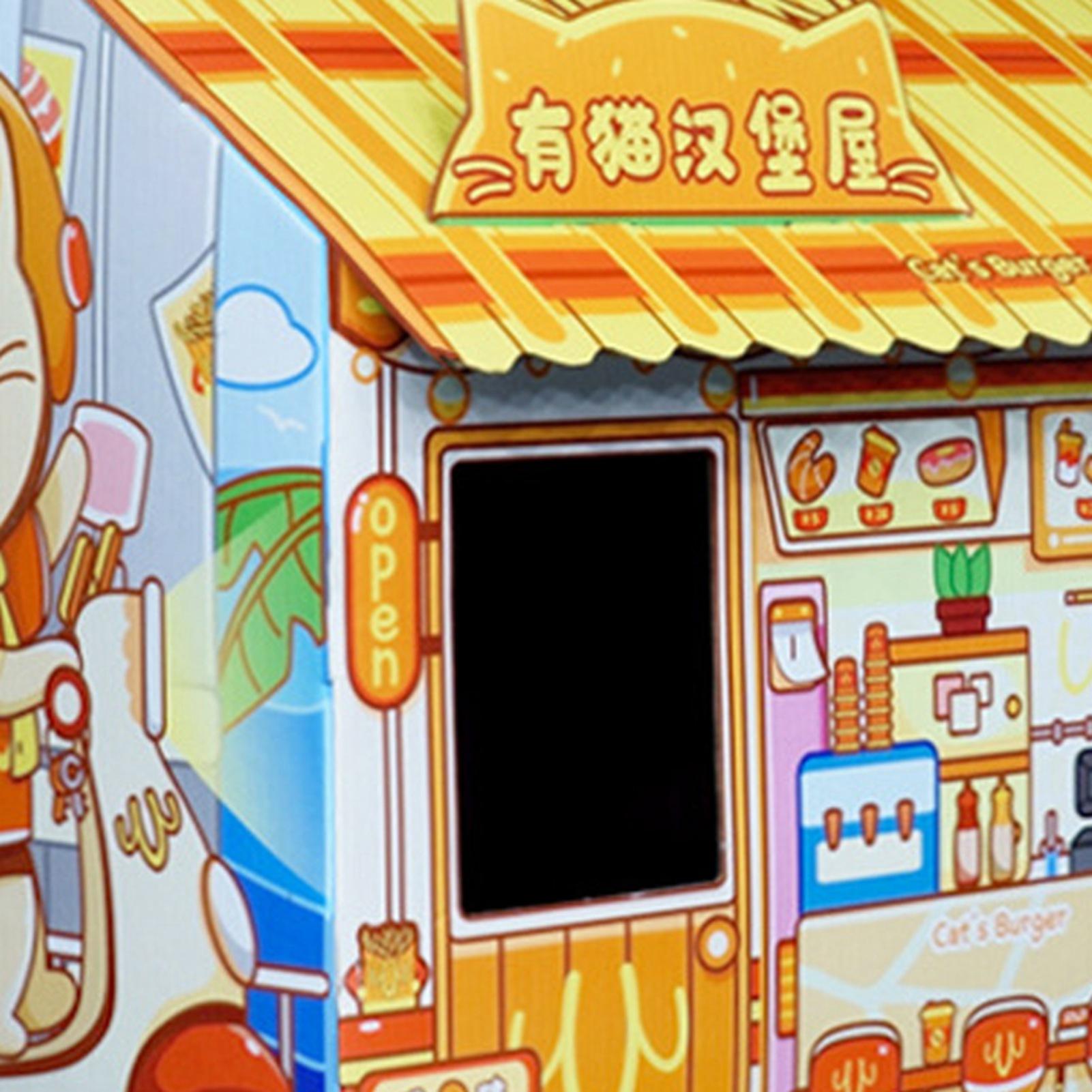 

Cardboard Cat House Safe Healthy Wear Resistant Portable Cat Play House with Catnip for Cats Burger House