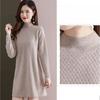 Turtleneck Knitted Dress for Women Loose Mid-length Sweater Dress Solid-color Casual Pullover Autumn and Winter