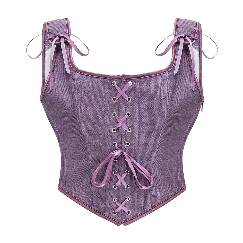 Gilet Verde Vittoriano Vintage da Donna con Cerniera Laterale e Allacciatura Frontale Canottiera Corsetto Punk Goth Abbigliamento Sexy Corselet Feminino