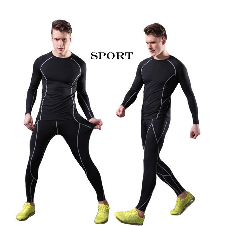 Men's Thermal Running & Ski Suit: Elastic, Warm, Breathable Quick-Dry Fitness Wear for Basketball Training in Autumn & Winter.