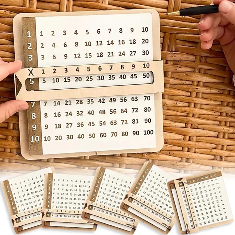 Kinder Holz Schiebbare Einmaleins-Tafeln Montessori Spielzeug Mathe Zählbrett Lehrmittel Lernen Lernspielzeug für Kinder