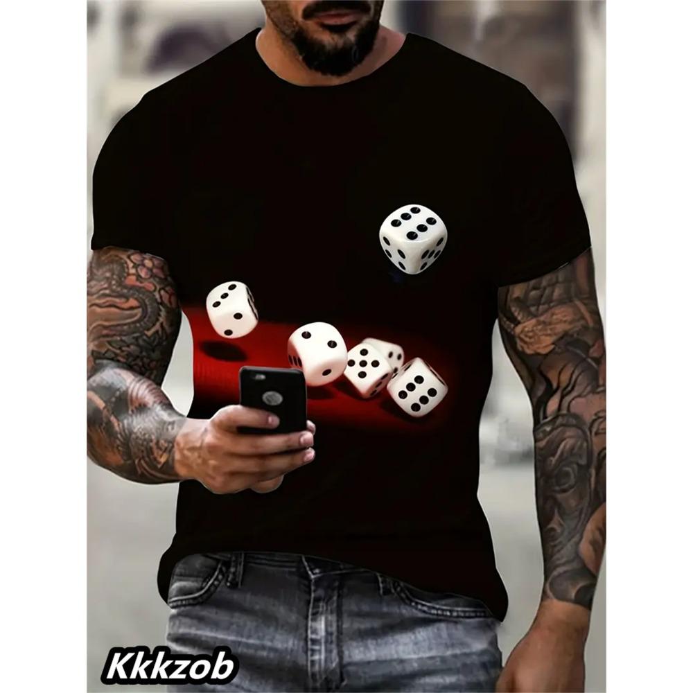 Men's Lion Print Short-sleeve Round Neck T-shirt, Lightweight and Breathable, Trendy and Cool for Casual Outdoor Activities.