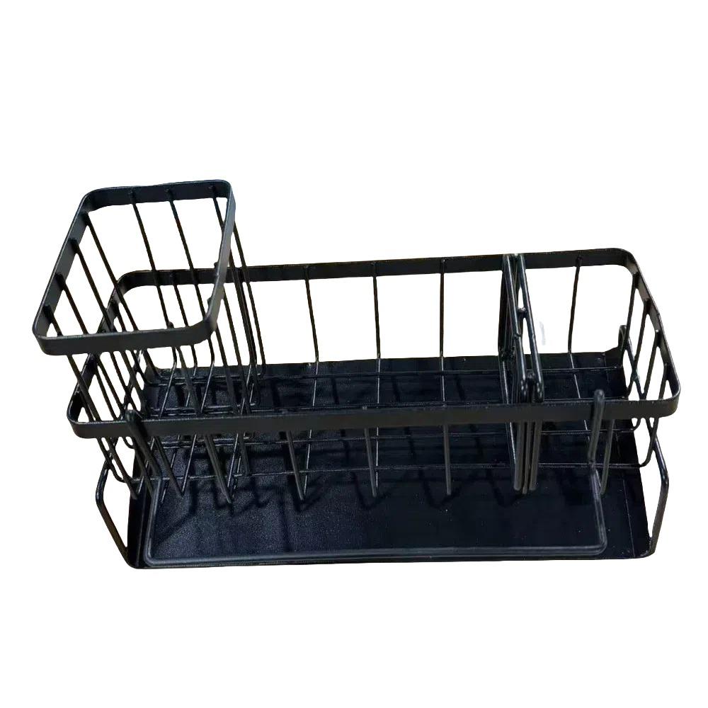 Layered Kitchen Storage Rack Carbon Steel Countertop Organizer Sturdy Sponge Holder  Bathroom
