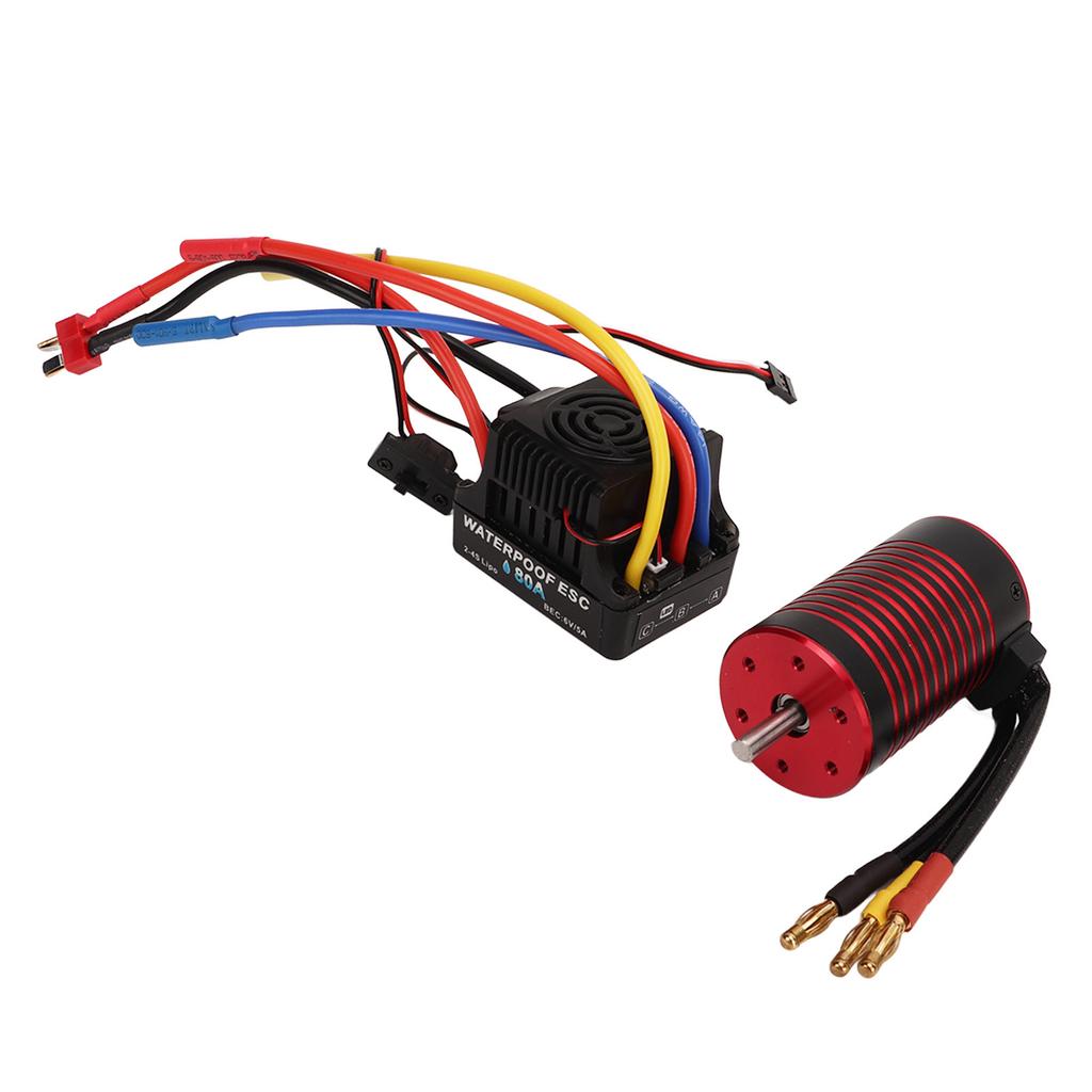 RC 3660 Brushless Motor and 80A Brushless ESC Electric Speed Controller T Male Connector Motor ESC Set for 1 8 RC Car