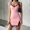 Women Nightgown V-neck Lace Trim Chemise Sleepwear Full Slip Bodycon Sleep Dress