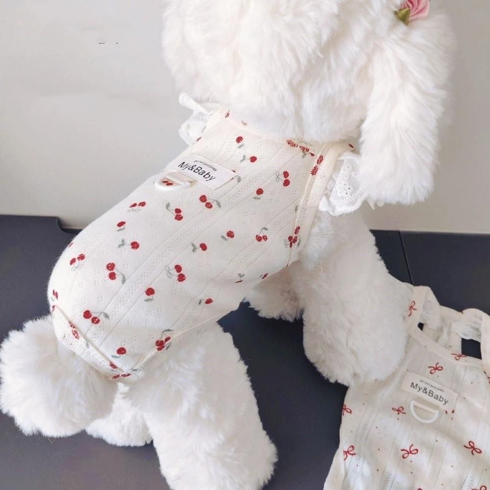 

Breathable Dog T-Shirt Bow Print Wrap Belly Suit Cute Dog Pajamas Spring Summer Season M-Style A