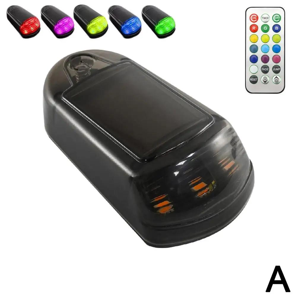 1pc Colorful Remote Control Car Motorcycle Decorative Solar Roof Lights 3led Auto Roof Lights Pickup Lights Warning Supplie E1i5