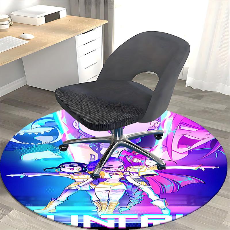 1pc Anime Cartoon Design Round Carpet  Office Chair Mat, NonSlip Rug for Home Decor, Living Room