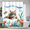 Cute Cat Shower Curtain For Bathroom Decor - Funny Animal Design Waterproof For Home Use Easy To Clean And Maintain Easy-Clean