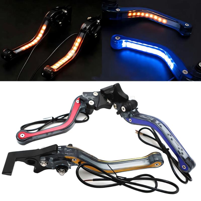 Aluminium Lenker Kupplungshebel Motorrad ATV Bremskupplungshebel mit LED-Licht Vorderradbremse Kupplungshebel