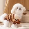 Spring and Autumn dog clothes contrasting color strips lace-up polo collar sweater two-legged small dog Bigbear teddy dog clothes