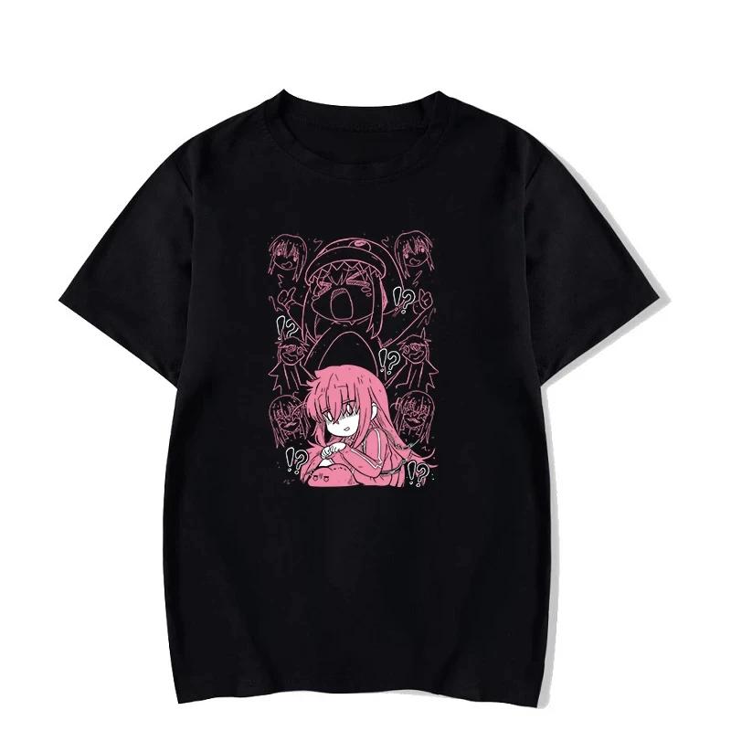 Unisex Anime Cos BOCCHI THE ROCK Hitori Gotoh Ljichi Nijika Cotton Summer Casual Short Sleeve Tees High Quality Streetwear