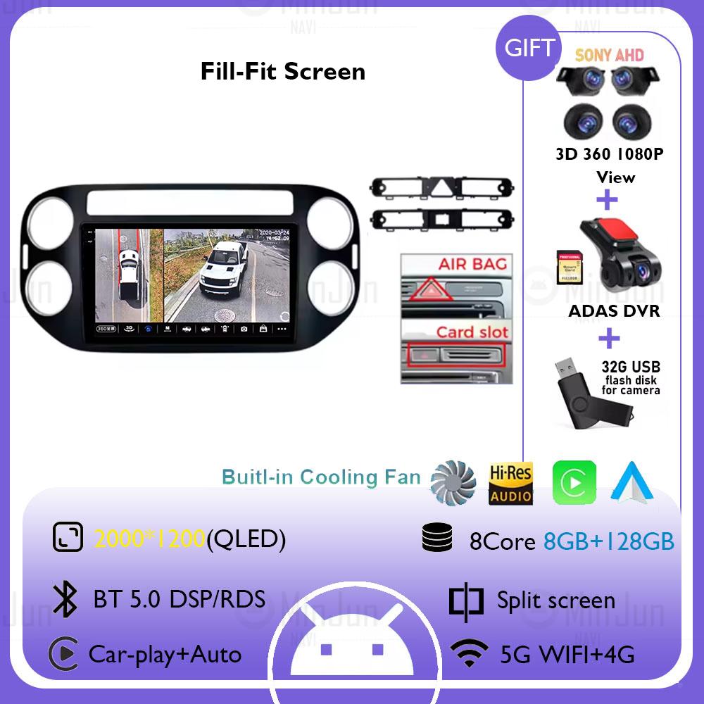 Radio Auto Android 14 Pentru Volkswagen VW Tiguan Spate 2006 - 2016 Golf Plus Wireless Carplay Auto Car DSP Stereo Player Multimedia