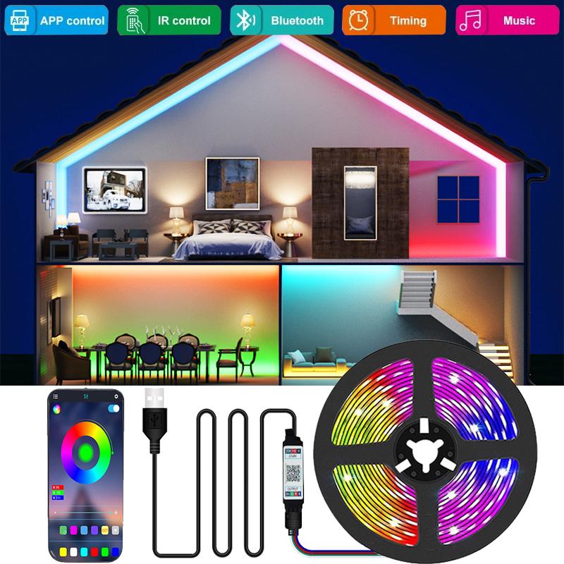 Striscia luminosa a LED 5050, con telecomando, striscia luminosa RGB, adatta per riunioni di famiglia Striscia luminosa a LED 0,5-30 M