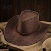 Stiff Brim Gardening Hat Western Cowboy with Windbreak Rope for Men, Wide Linen Sun Foldable Travel Outdoor Travel, Halloween Cosplay Costume,