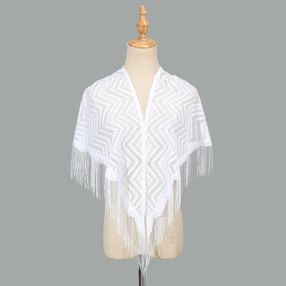 Hollow Women Shawl With Tassel Wedding Bridal Shawl Fashion Scarf Evening Prom Cape  for Party